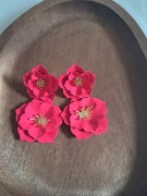 kolczyki kwiatki fuksja różowe wesele ślub wiosna lato prezent