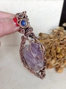 Lapis Lazuli Ametyst Miedź Wisiorek z kamieniem naturalnym Rękodzieło 