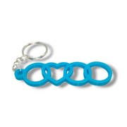 Stylowy brelok z motywem 3 pierścieni i serca