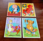 Puzzle drewniane, układanki vintage Playskool dla dzieci,koniec lat 90-tych
