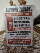 Tabliczka dekoracyjna z żartobliwymi napisami, metalowa 
