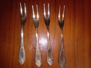 Widelczyki do przekąsek posrebrzane ruskie - zestaw 4 szt.