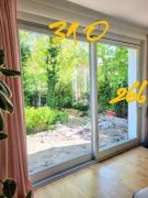 Dwa okna przesuwne uzywane HS drewniane 