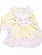 Komplet damski w stylu lolita w kolorze żółtym z falbankami rozmiar S