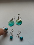 Turkusowe kolczyki pierścionek słońce z kamieniem 