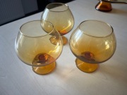 3 kieliszki do koniaku / brandy, Huta Szkła Laura, retro