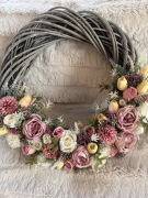 Duży wiosenny wianek na drzwi, średnica 50cm