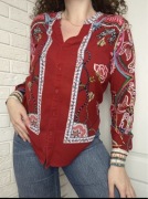 Desigual bluzka damska czerwona wiskoza 100% elegancka M 38 L 40 wiosenna