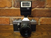 Praktica LTL3, obiektyw, lampa, torba retro