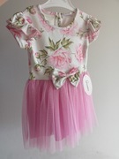 Sukienka tiulowa kwiaty dziewczęca elegancka 92 2-3 lata