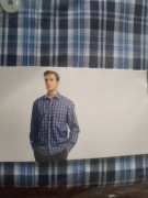 Koszula męska bawełna niebieska długi rękaw 39/40 