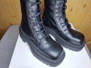 Buty glany czarne skóra platformy wysokie 39