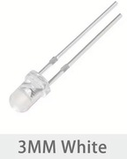 Dioda LED biała, średnica 3mm, 20 sztuk