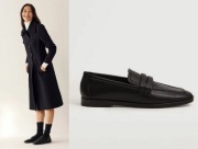 MANGO mokasyny czarne pantofle skóra eko NOWE 36