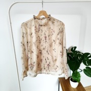 Koszula bluzka mgiełka elegancka beżowa 40 L Clockhouse C&A