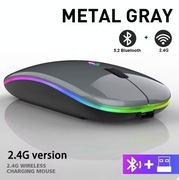 Mysz bezprzewodowa RGB z akumulatorem, 3600 dpi, szara