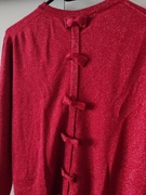 Czerwony sweter błyszczący kokardki M 38 L 40 