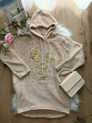 Bluza pluszowa kangurek z kapturem beżowa Mickey (L)