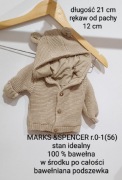 Sweter 56 62 sweter kurtka podszewka bawełna zapinany ciepły z uszami 