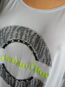 CHRISTIAN DIOR___ ŚLICZNA BIAŁA BLUZKA PRINT LOGO_   bdb___3XL/4XL