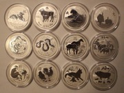 2 $ DOLARY AUSTRALIA LUNAR 2 II 2008 - 2019  12 x 2 DOLARY - 12 x 2 OZ  