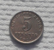 Niemcy Weimarska Republika 5 fenigów pfennig 1921 A Berlin Prusy KM# 19 Fe
