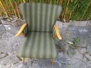 Fotel klubowy mały uszak art deco lata 50-60 Niemcy sprężyny Loft