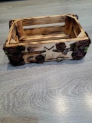 Skrzynka drewniana ozdabiana naturalny susz 