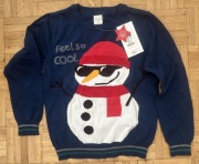 SWETRY ŚWIĄTECZNE BAŁWANEK i RENIFER (ROZMIAR 128 i 134)