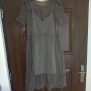 Sukienka szara tiul elegancka  wieczorowa roz S 