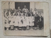Stare zdjęcie KOMUNIA przedwojenne + PRL dzieci rodzina vintage