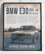 Plakat BMW E30 Coupe A3 retro vintage motoryzacja