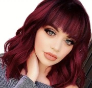 Peruka Bob z grzywką burgund ciemna fale 24h PL