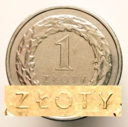 1 ZŁOTY 2019 [nr kat. 105] MONETA > DESTRUKT > SŁABO WYBITY NAPIS "ZŁOTY"