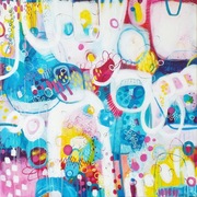 „I love summer” - abstrakcja - obraz akryl/ płótno 80x80 - Marlena Rakoczy