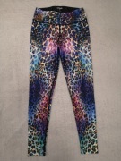 Kolorowe tęczowe legginsy sportowe w panterkę cętki Tikiboo 36 jak nowe