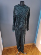 Nowy komplet dresowy S/36 bluza spodnie butelkowa zieleń czarny trash code