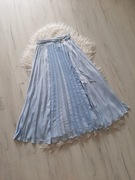 Piękna błękitna jasno niebieska długa plisowana spódnica XS S 