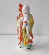 Vintage porcelanowa figurka Sanxing Shou Lao chiński bóg długowieczności