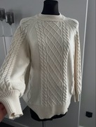 Kremowy damski sweter z półgolfem luźny wygodny 36 s