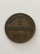 Niemcy Bawaria 2 pfennig 1871 rok 