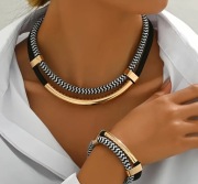Komplet biżuterii pozłacany naszyjnik bransoletka elegancki + pakowanie 
