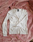 Beżowy sweterek rozpinany H&M 83% bawełna