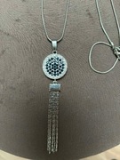 naszyjnik i wisior z cyrkoniami srebrno czarny