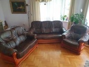 zestaw wypoczynkowy skórzany trzyczęściowy 