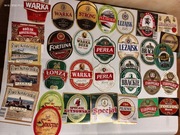 Etykiety piwne polskie, ulotki, zdrapki Calsberg, podkładki