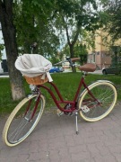 Rower miejski damka klasyczny burgund bordo odrestaurowany