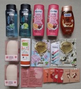 Duży Zestaw 19 kosmetyków żel prysznic ISANA olejek odżywka pęsety MASAŻER 