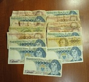 Banknoty prl 1000 zł 50 zł 500 zł 100 zł z obiegu 15 sztuk 
