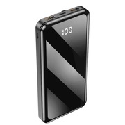 Forever Power Bank 10000 mAh czarny z kablami USB-C + Lightning + microUSB